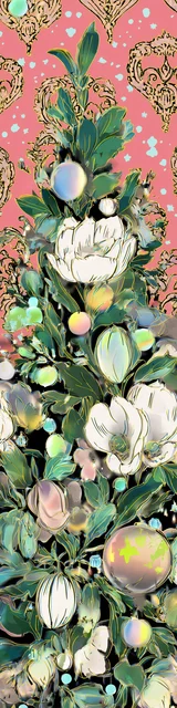 Free printable Christmas bookmarks of a Christmas tree with white flowers